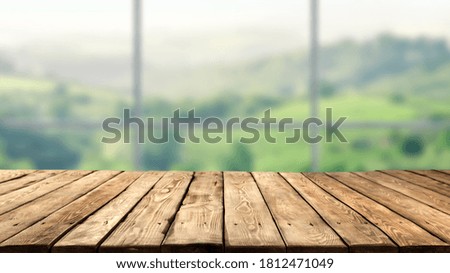 Table background of free space and window 