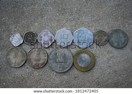 view of old Indian coins