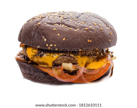 black Burger on a white background
