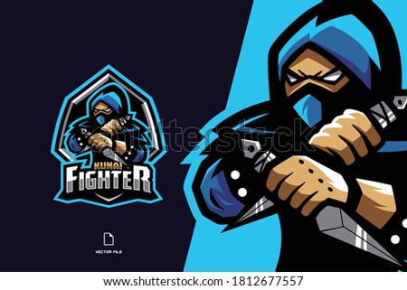 ninja with dagger mascot game logo for esport ans sport team