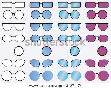 Glasses set illustrated on white