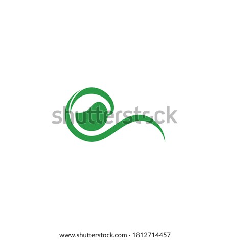 green leaf loop geometric spiral shape logo vector