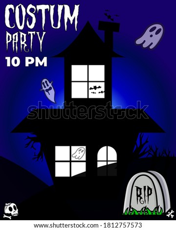 illustration vector of halloween costume party invitation card. halloween greeting card.