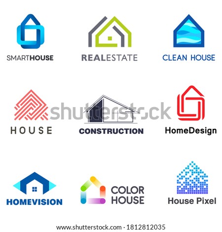 Real Estate vector logo design template. Creative abstract house icon logo set