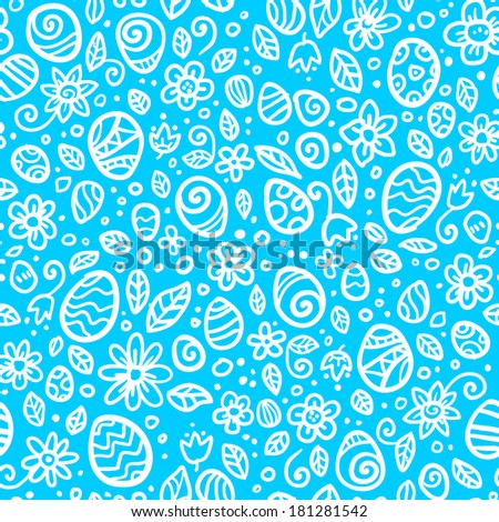 Blue and white Easter eggs vector seamless pattern