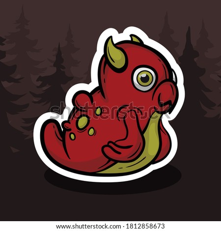 Monster cute red forest illustration, You can use to sticker, logo, t-shirt design etc