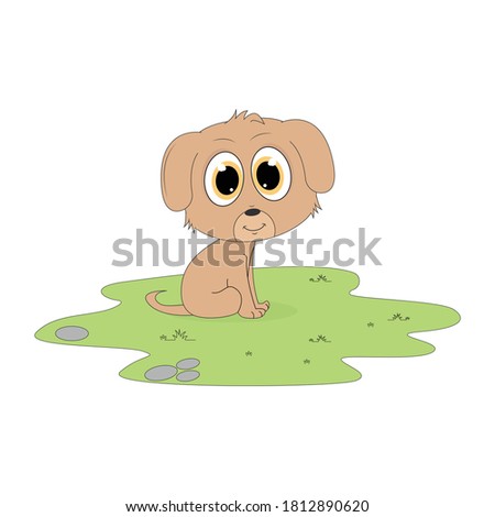 cute dog cartoon simple vector illustration