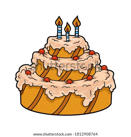 Cartoon vector illustration for children, Birthday cake