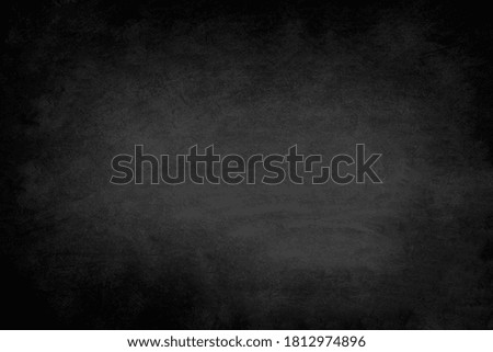 Chalkboard or black board texture abstract background with grunge dirt white chalk rubbed out on blank black billboard wall, copy space, element can use for wallpaper education communication backdrop
