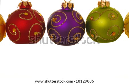 Christmas ornaments isolated on white