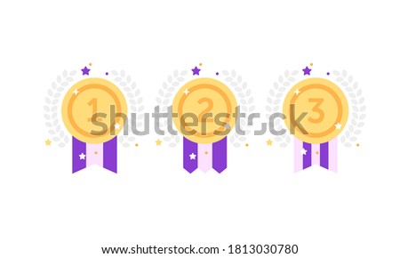 1st 2nd 3rd medal first place second third award winner badge guarantee winning prize ribbon symbol sign icon logo template Vector clip art illustration Royalty-Free Stock Photo #1813030780