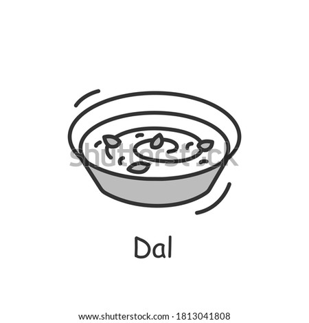 Dal line icon. Indian subcontinental cuisine. Dried pulses soup. Traditional delicious Indian dish. Asian food. Isolated vector illustration. Editable stroke Royalty-Free Stock Photo #1813041808