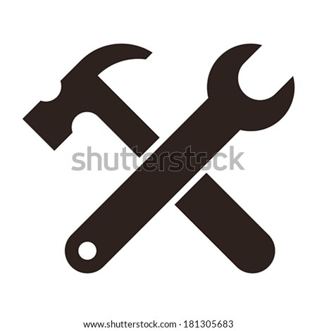 Wrench and hammer. Tools icon isolated on white background Royalty-Free Stock Photo #181305683