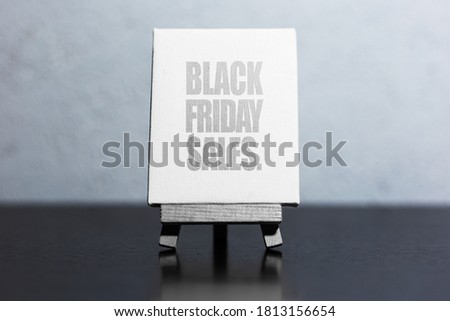 Close-up of black friday sales text, on the small easel.