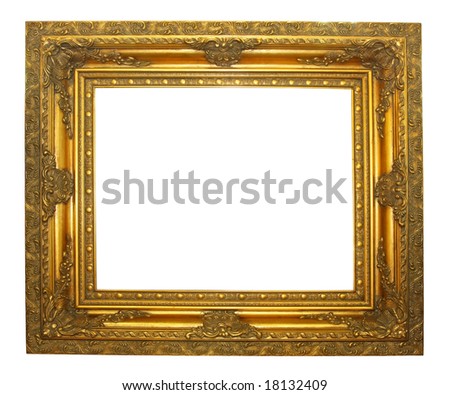 Ancient rectangular frame in pure gold color