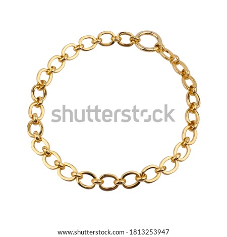 Women`s wrist bracelet of golden chain isolated on white background Royalty-Free Stock Photo #1813253947