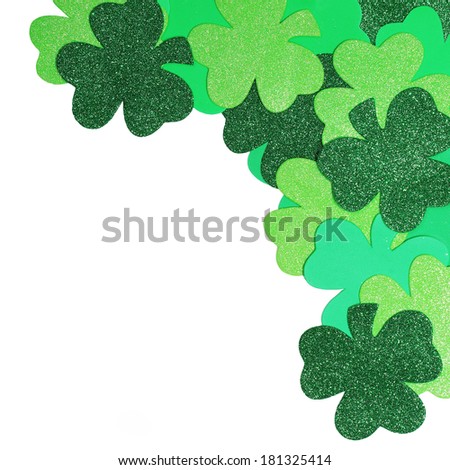 St. Patrick's Day. Shamrock Corner Border isolated on white background with space for the text
