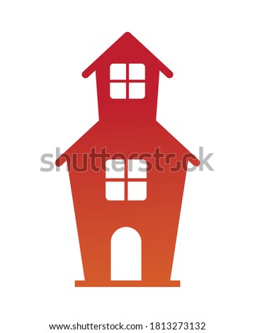 orange haunted house silhouette vector design, Home real estate building residential architecture property and city theme Vector illustration