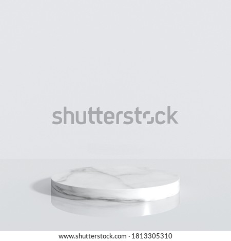 Abstract minimal scene with geometric forms. cylinder marble podium. product presentation. podium, stage pedestal or platform. 3d rendering. Royalty-Free Stock Photo #1813305310