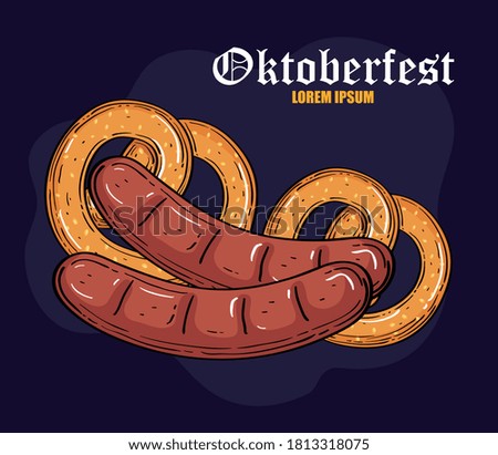 sausages and pretzels design, Oktoberfest germany festival and celebration theme Vector illustration