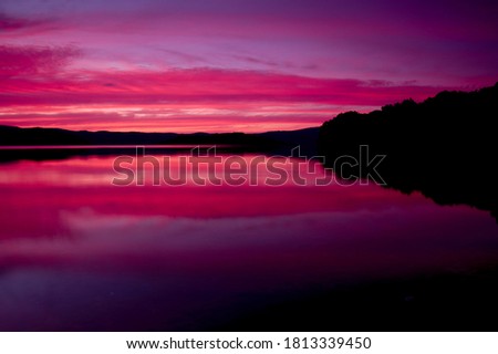 Amazing landscape of lake at dusk. Lake kussharo,Hokkaido,Japan.
