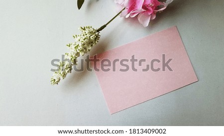 pink card  mockup and pink flower