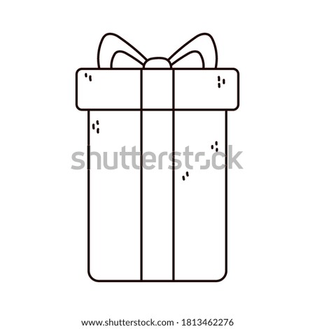 green gift box ribbon celebration isolated icon line style vector illustration