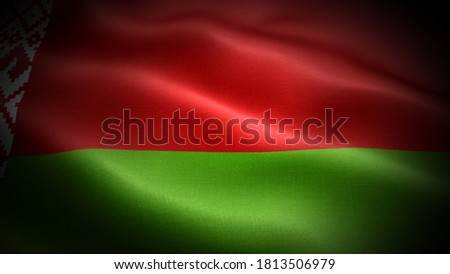 close up waving flag of belarus. flag symbols of belarus.
