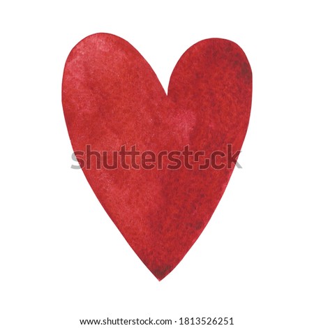 Watercolor hand drawn red heart clip art.
Valentine illustration. Love day design element. Romantic illustration.