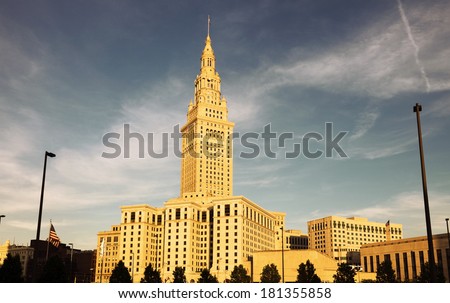 Terminal Tower in downtown of Cleveland, Ohio
