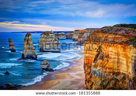 The Twelve Apostles, Great Ocean Road, Victoria - HDR image Royalty-Free Stock Photo #181355888