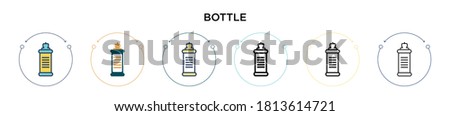 Bottle icon in filled, thin line, outline and stroke style. Vector illustration of two colored and black bottle vector icons designs can be used for mobile, ui, web