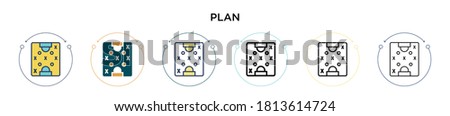 Plan icon in filled, thin line, outline and stroke style. Vector illustration of two colored and black plan vector icons designs can be used for mobile, ui, web