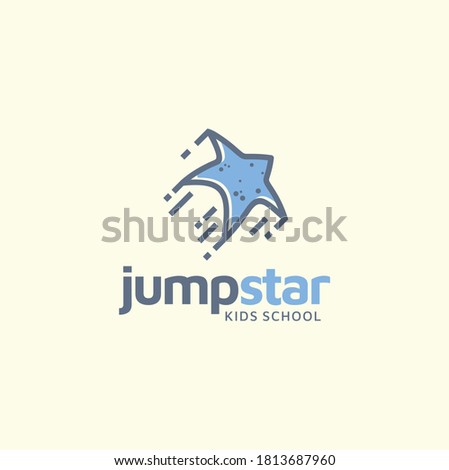 Funny Cartoon Jump Leap Star illustration clip art logo design