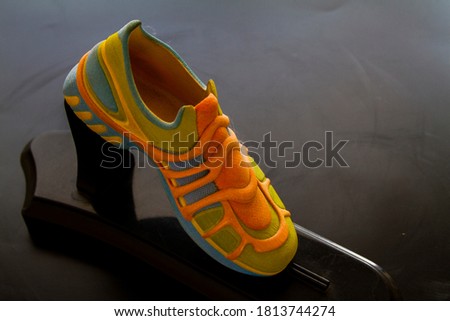 3D printed shoe close up. 3d printing Technology. Royalty-Free Stock Photo #1813744274