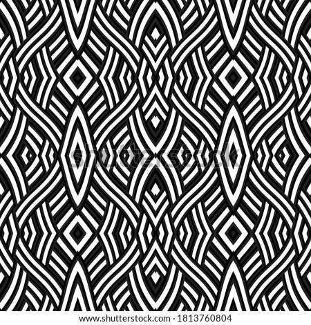 Seamless pattern with twist oblique black bands