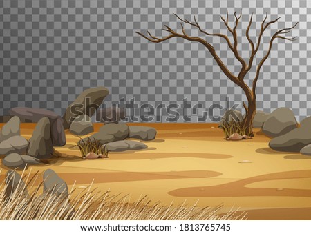 Dry land landscape on transparent background illustration
