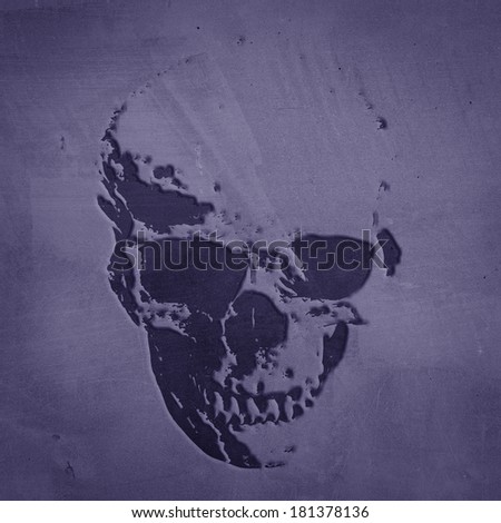Skull pattern on concrete floor background