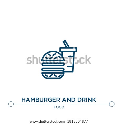 hamburger and drink outline vector icon. simple element illustration. hamburger and drink outline icon from editable food concept. can be used for web and mobile
