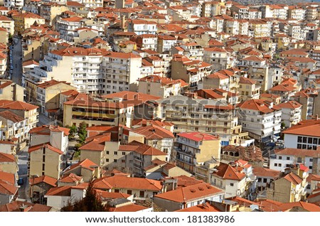 Kastoria city of north Greece - houses red roofs