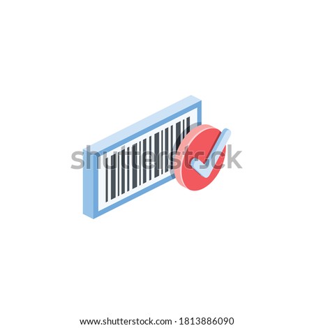 Barcode checkmark. Vector 3d isometric, color web icons set, new flat style. Creative illustration, idea for infographics.