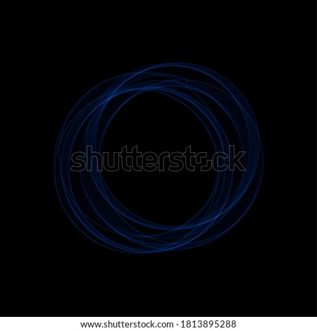 Blue neon circle on black background