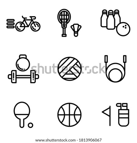 simple set of sport line icon vector, such as bicycle, basketball or golf.