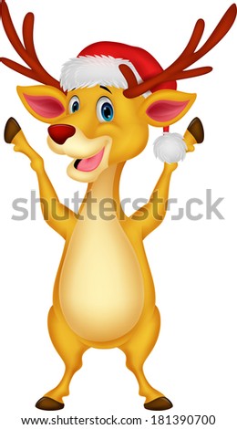 Cute deer cartoon waving