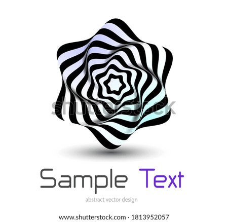 Logo 3D striped spiral shape, dynamic business vector design
