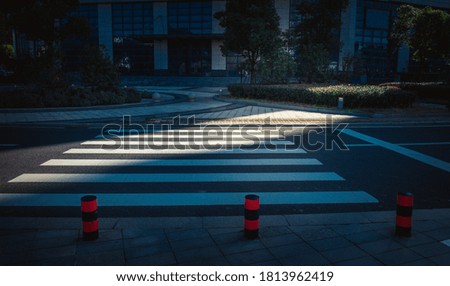The zebra crossing on the sidewalk in the sun