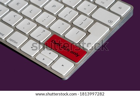 Computer keyboard shortcut keys in warning red color indicating over Twenty ones only  on a purple  backgound