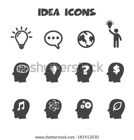 idea icons, mono vector symbols