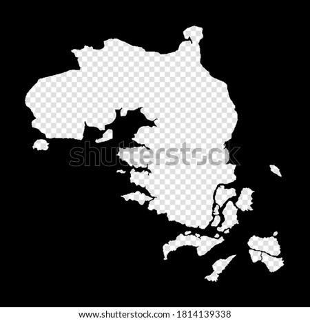 Stencil map of Bintan Island. Simple and minimal transparent map of Bintan Island. Black rectangle with cut shape of the area. Stylish vector illustration.
