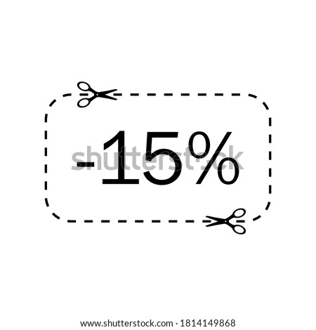 15% Off, Price Cut. Vector stock illustration.
